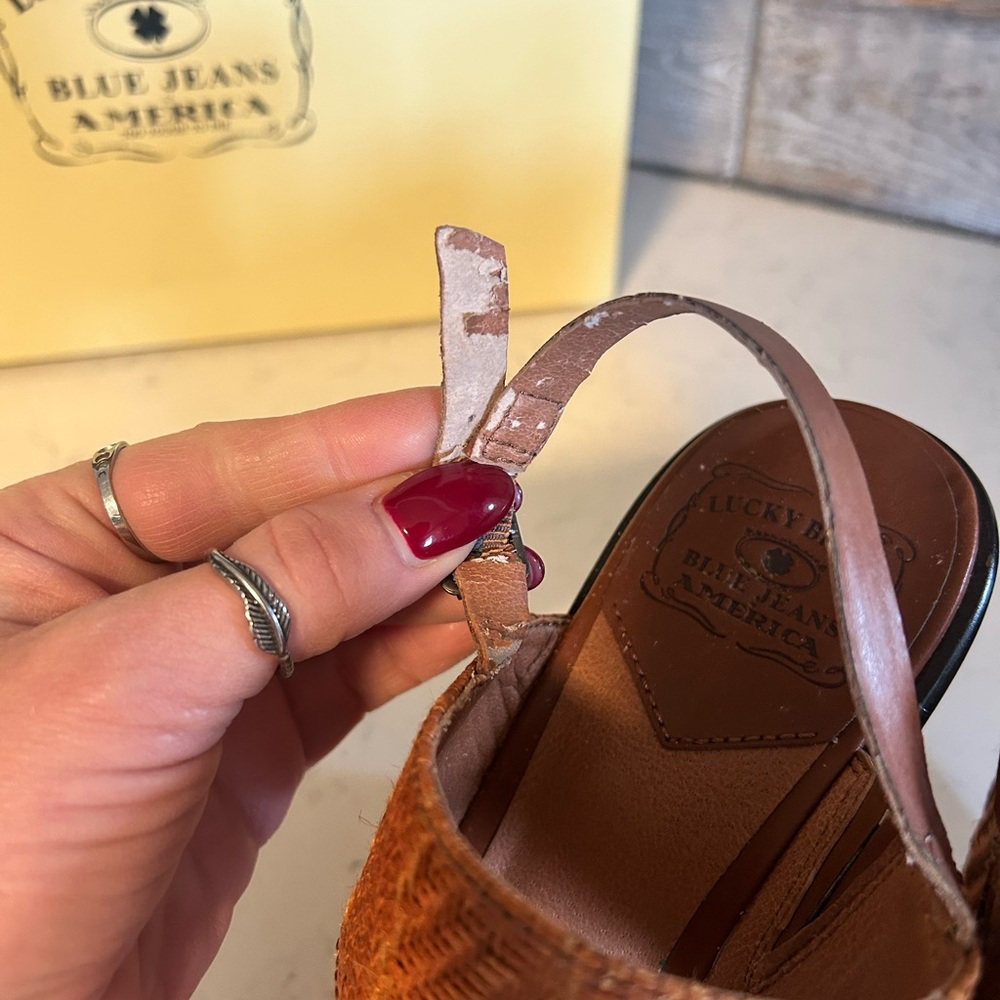 New Lucky Brand Maris Woven Wedge Platform Heeled Sandals - Picture 13 of 15